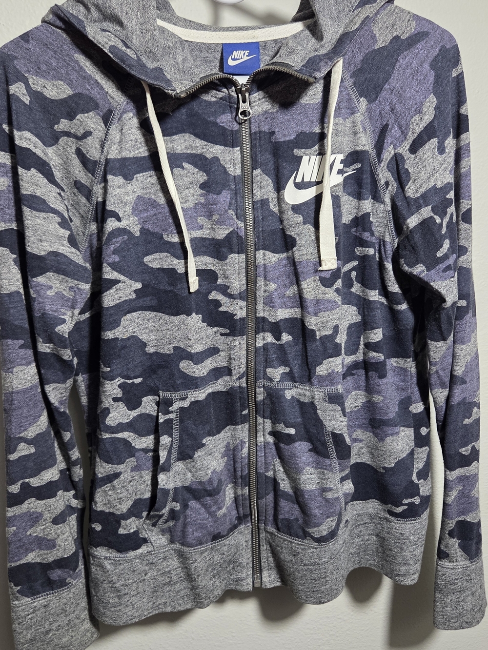 Nike Women's Blue Gray Camo Zip Hoodie